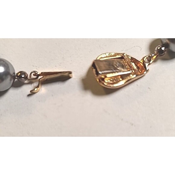 Vintage Silvertone Beaded Necklace & Matching Beaded Bracelet Set Classy - Picture 6 of 6